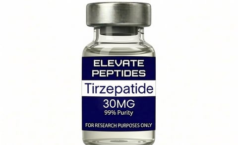 Tirzepatide 30mg vial by Elevate Peptides, 99% purity, for research purposes only
