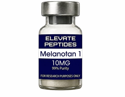 Elevate Peptides Melanotan 1 10mg vial with 99% purity label for research purposes